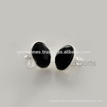 925 Sterling Silber Schwarz Onyx Edelstein Ohrstecker, Natürliche Edelstein Ohrstecker Schmuck Lieferant